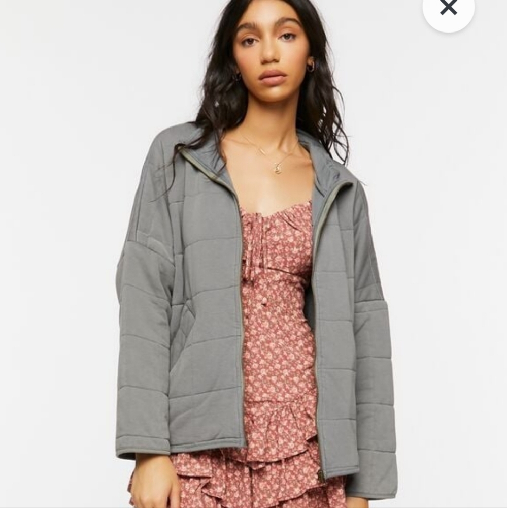 F21 quilted zip up jacket